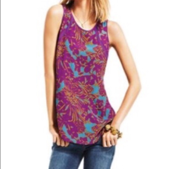CAbi Tops - CAbi | Purple Blue Floral Tank | Size XL